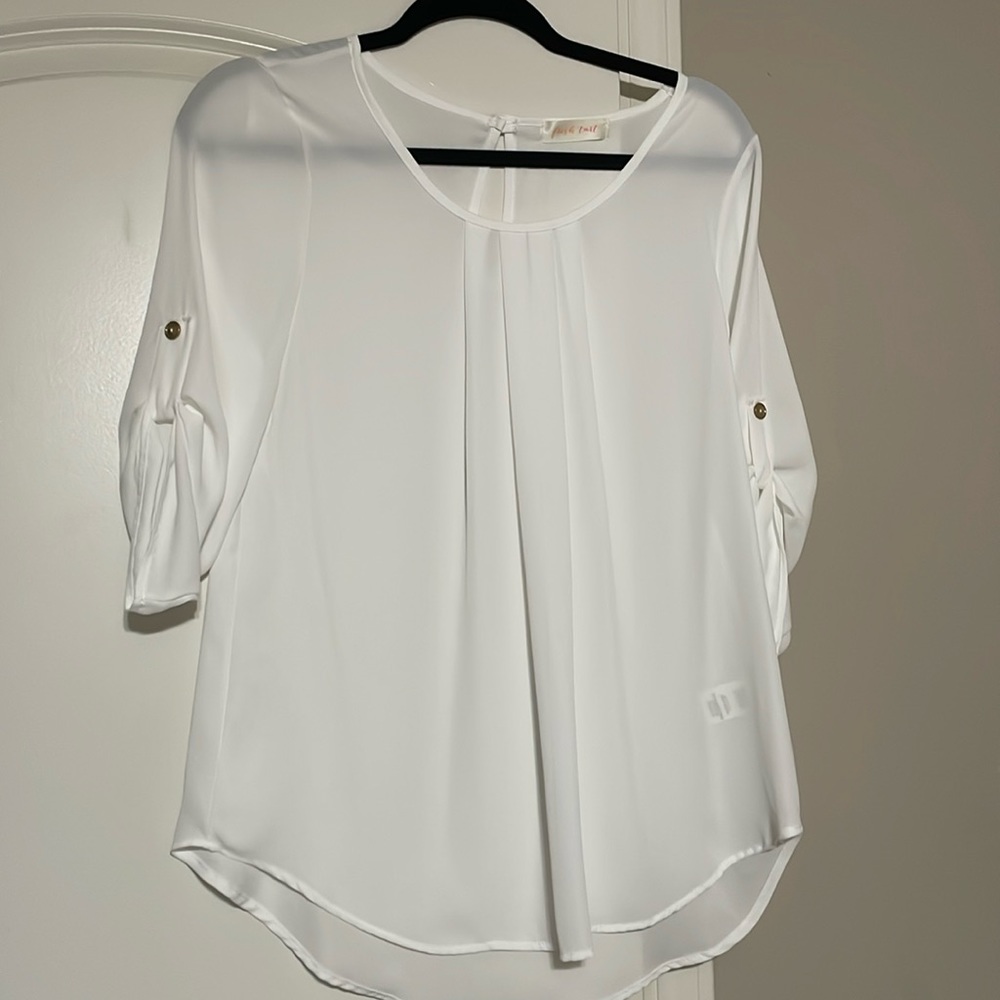 White three quarter length blouse